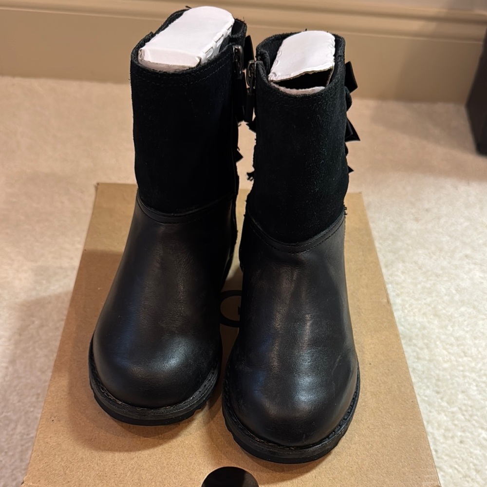 Ugg Black Ankle Boots with Bow Detail